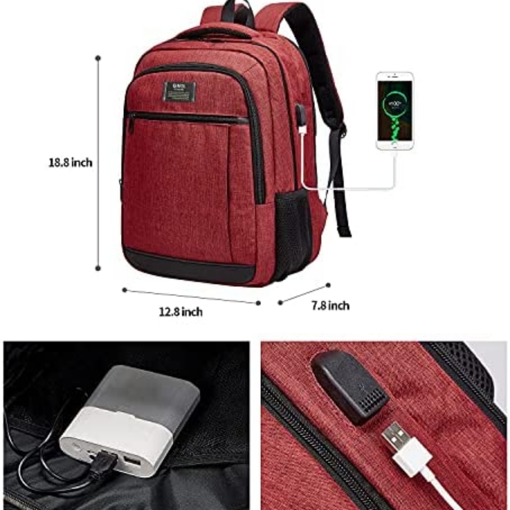 New Multi Use Water Resistant USB Charging Port Backpack w Bonus Sports Bottle - Picture 7 of 8